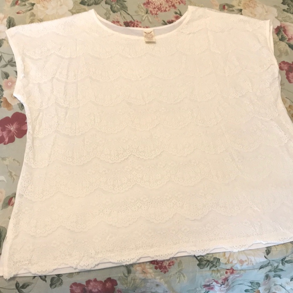 Faded Glory lace top, Ivory, 3X/(22W-24W), New